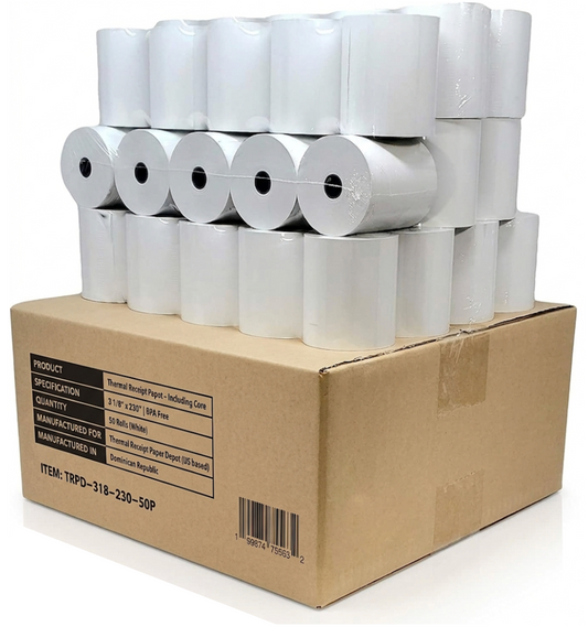 Thermal Receipt Paper (50 Rolls) 2 1/4 x 200 - 55 GMS Receipt Paper for POS Registers - BPA Free - US Procured